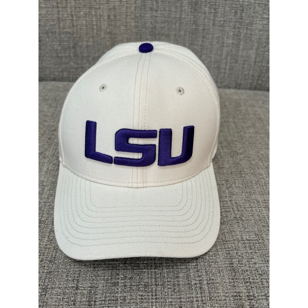 Nike LSU Tigers Dri-FIT Rise Cap Hat Cream‎ Purple Snapback M/L NCAA Baseball
